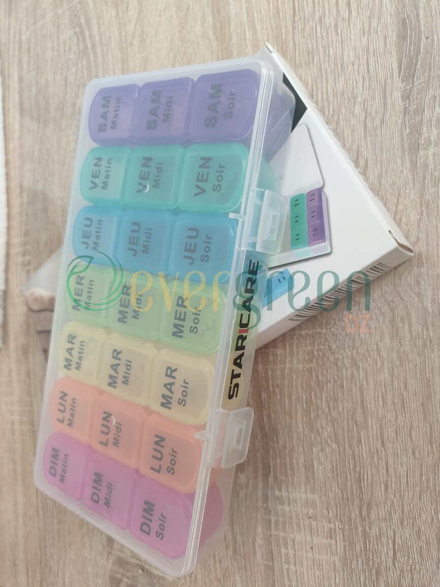 Pilulier Hebdomadaire Distributeur de pilules Multicolore à 21 Compartiments Star care – Image 4