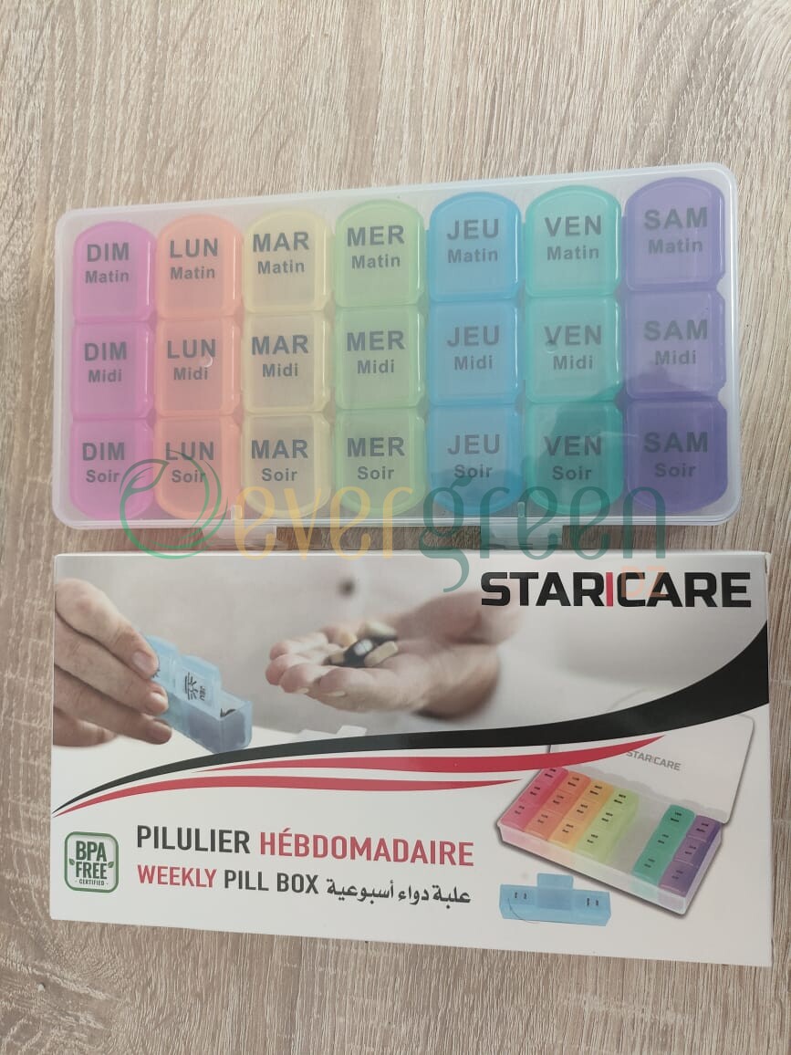 Pilulier Hebdomadaire Distributeur de pilules Multicolore à 21 Compartiments Star care – Image 2